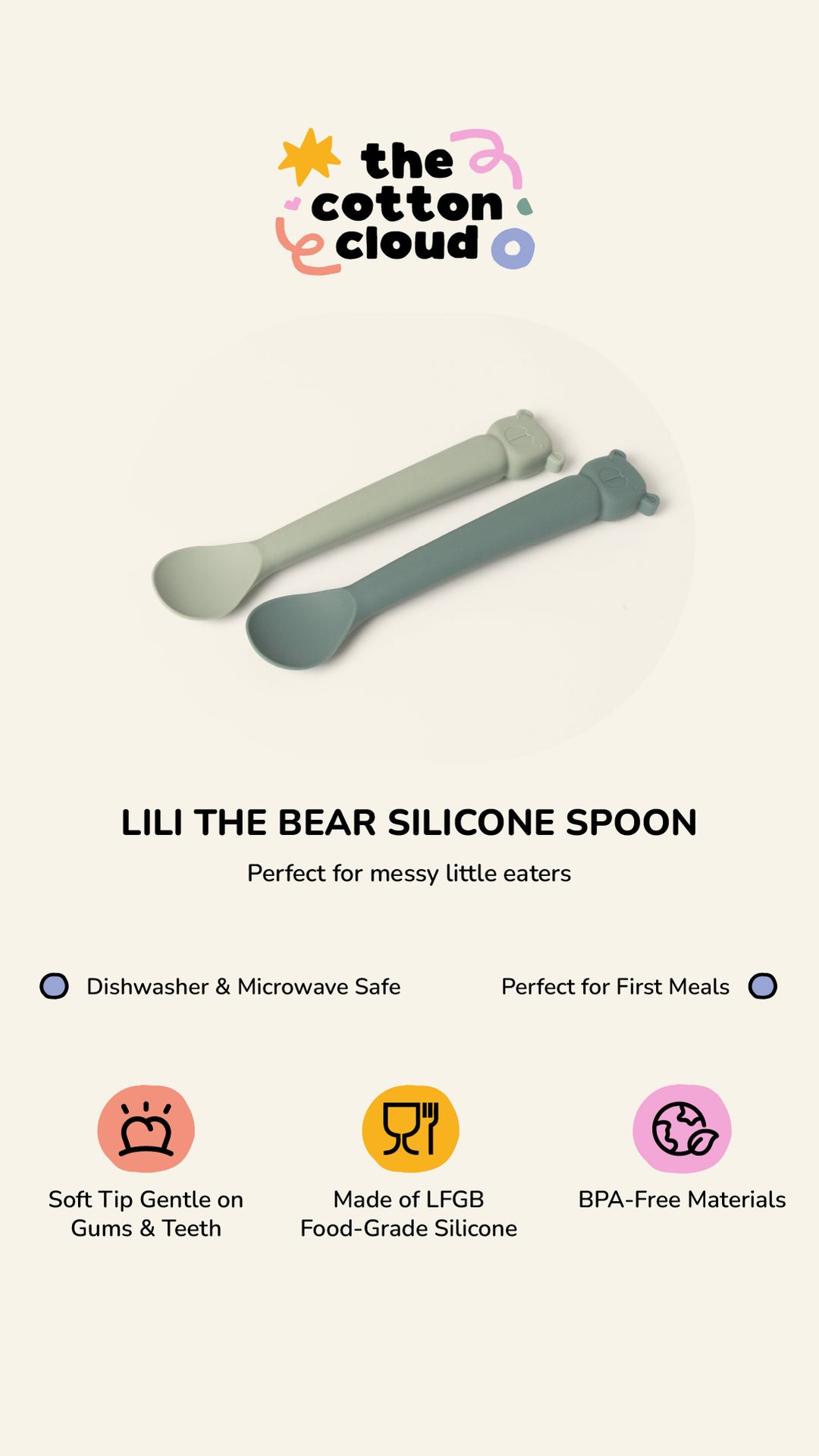 <tc>Ergonomic Silicone Spoon Set LILI ICEBERG</tc>
