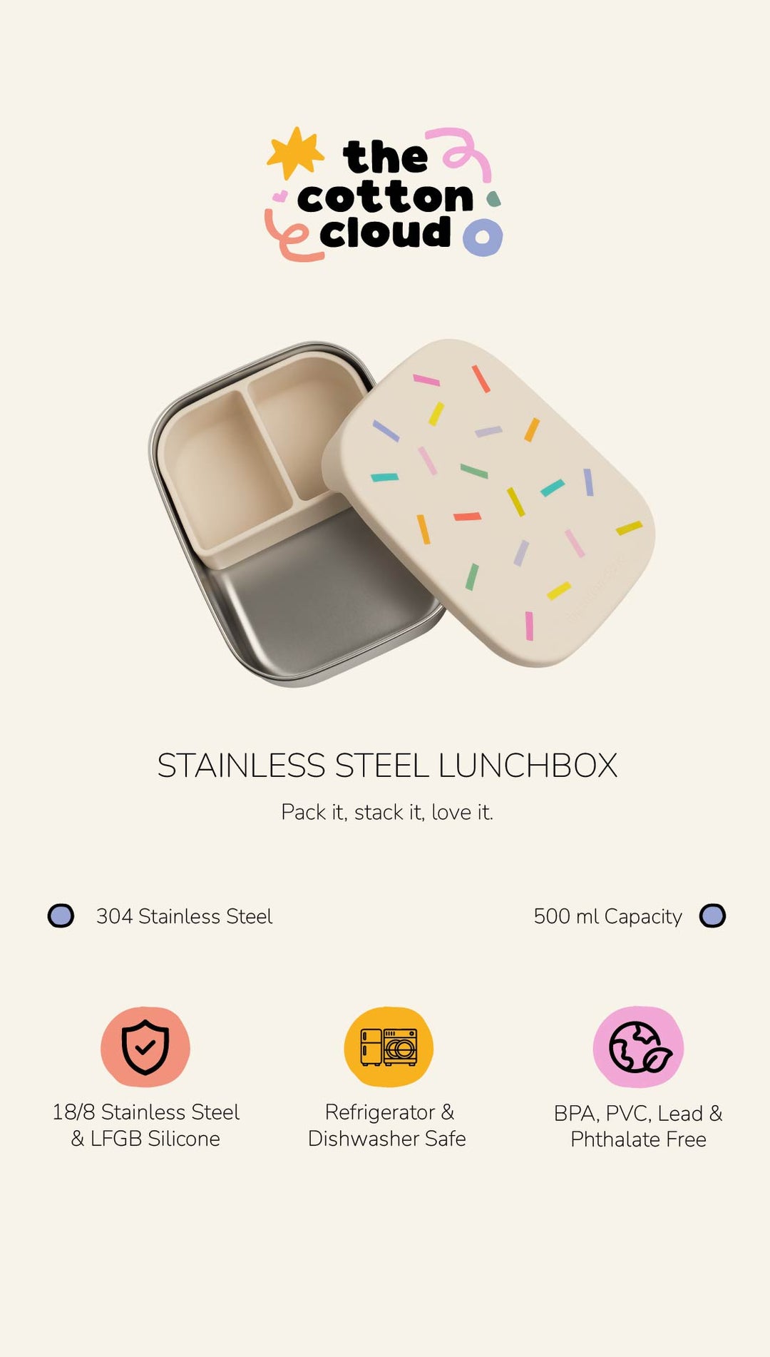 <tc>Stainless steel lunchbox with removable compartments TECKEL</tc>