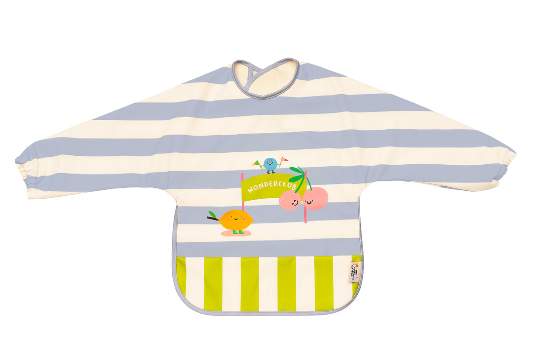 angärmliges Lätzchen für Kinder aus wasserabweisendem Material mit Auffangtasche