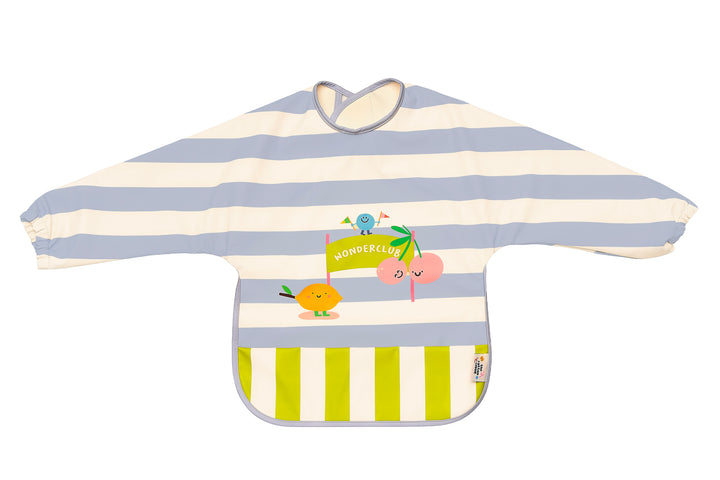 angärmliges Lätzchen für Kinder aus wasserabweisendem Material mit Auffangtasche