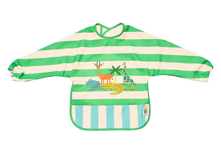 angärmliges Lätzchen für Kinder aus wasserabweisendem Material mit Auffangtasche