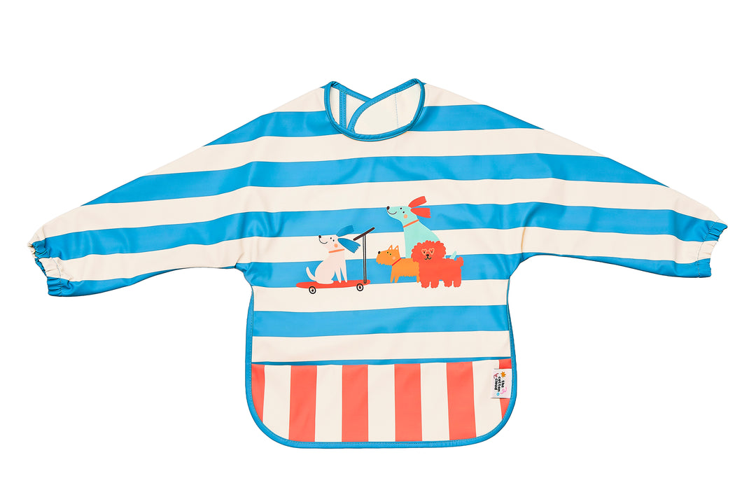 angärmliges Lätzchen für Kinder aus wasserabweisendem Material mit Auffangtasche