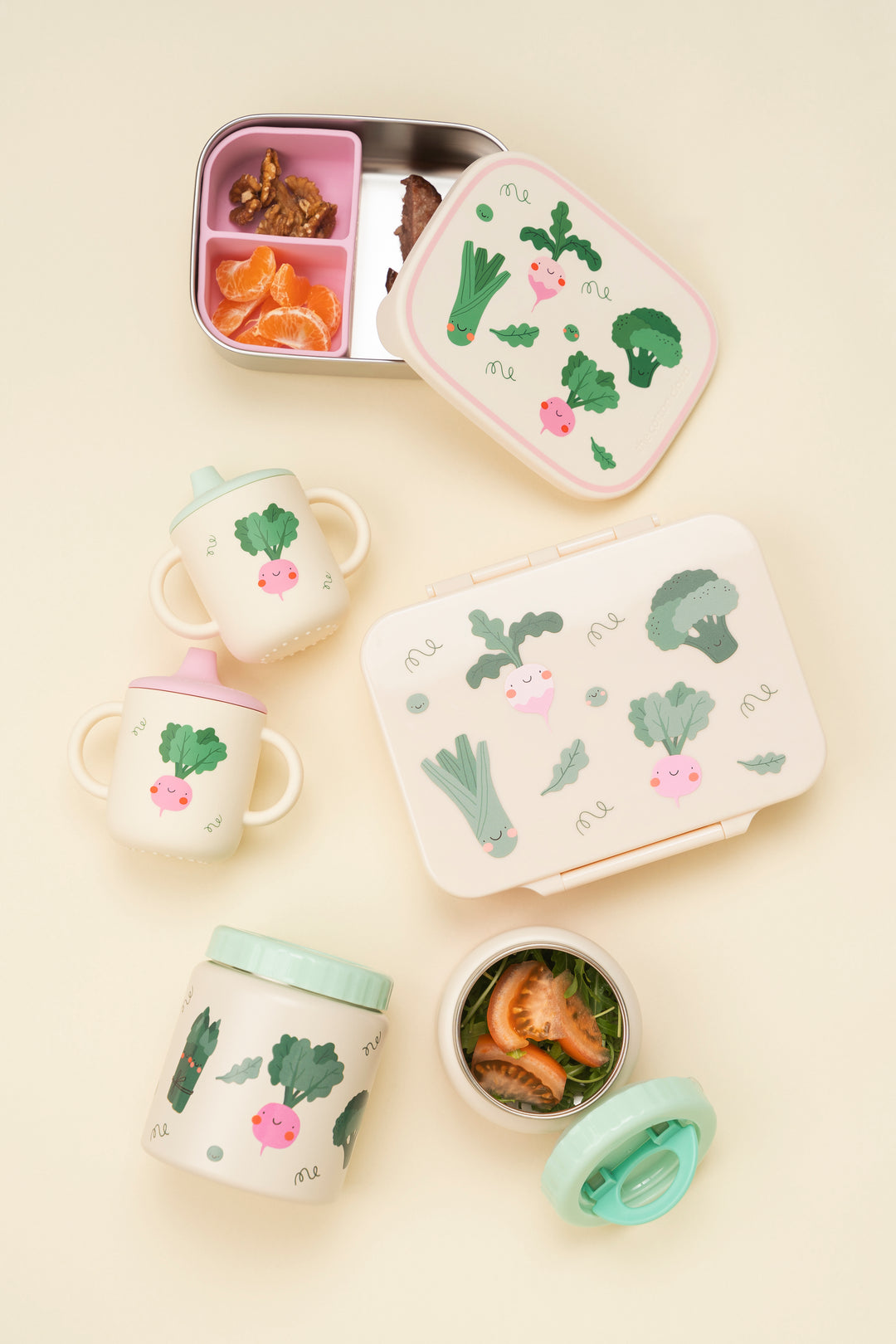 <tc>Stainless steel lunchbox with removable compartments VEGGIE PALS</tc>