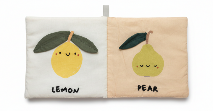 Sensorisches Stoffbuch mit Crinkle-Effekt FRUITY PALS