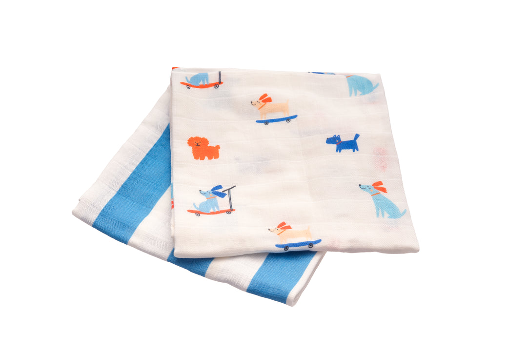 Mulltücher 2-er Set aus Baumwolle WOOF GANG