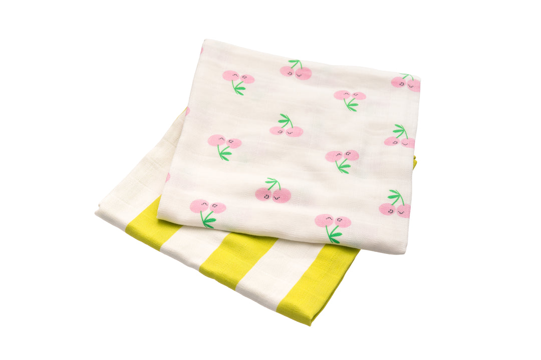 <tc>Set de Muselinas de algodón orgánico CHERRY POP</tc>