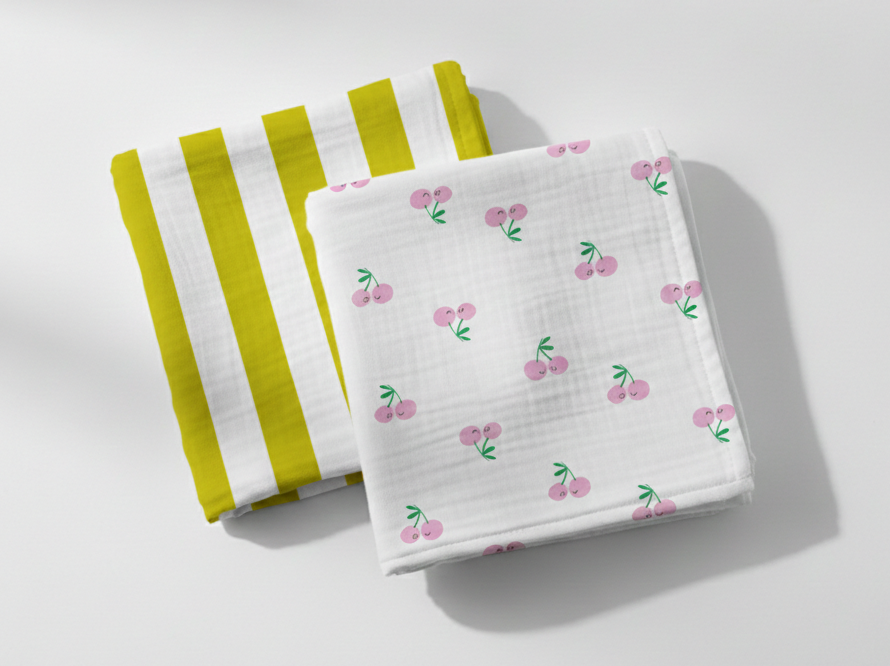 Mulltücher 2-er Set aus Baumwolle CHERRY POP