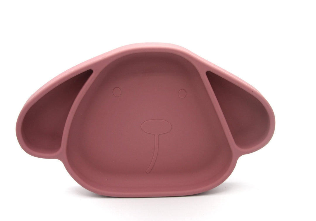 Assiette enfant en Siliconen avec ventouse, assiette bébé rose avec ventouse  et