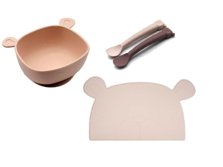 Platzset, Löffel und Esslernschüssel Set aus Silikon Blush - the cotton cloud