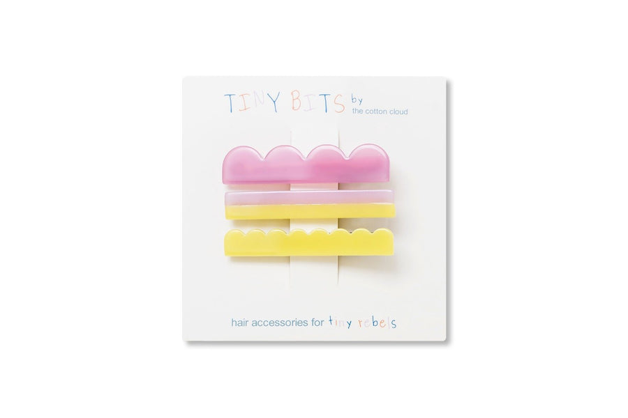 Set mit 3 Haarspangen Waves Lemon - the cotton cloud